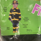 Halloween Boys Fire Chief Fireman Jacket Top Hat Costume Size Large 3T-4T