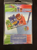 PJ Masks Birthday Party 8 Thank You Cards + Seals + Blue Envelopes Amscan