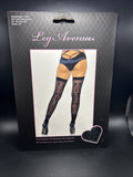 New Leg Avenue Thigh High Sheer Stockings Rhinestone Bow Backseam OS Black 1949