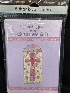 Thank You for the Christening Gift Pink/Purple 8Ct Note Cards