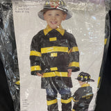 Halloween Boys Fire Chief Fireman Jacket Top Hat Costume Size Large 3T-4T