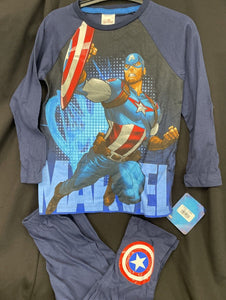 Captain America Graphic Kids Pajama Long Sleeve Pants Set Size 4