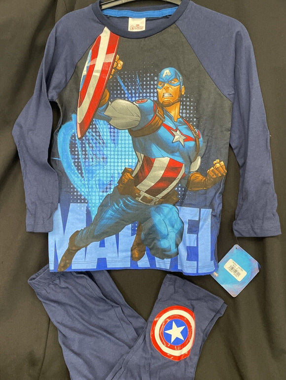 Captain America Graphic Kids Pajama Long Sleeve Pants Set Size 4