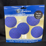 Mini Royal Blue Polka Dot Paper Lanterns 5ct