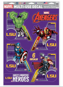 LSU Tigers  /  MARVEL Multi-Use 6 Piece Decals 11" x 17"