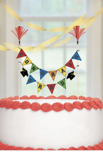 Hip Hip Hooray Graduation Pennant Banner Cake Topper