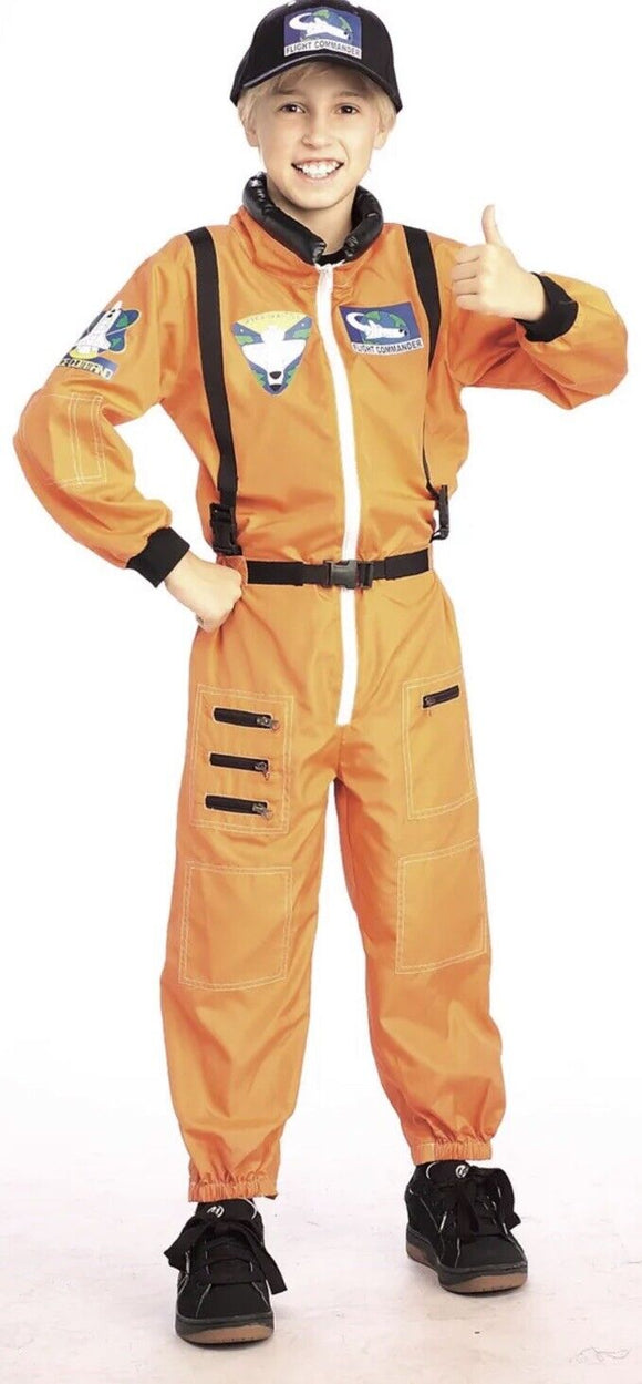 Child Astronaut Costume Orange Flight Suit Size Medium 8-10