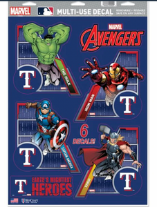 Texas Rangers  /  MARVEL Multi-Use 6 Piece Decals 11" x 17"