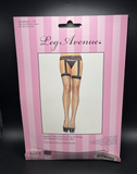 Leg Avenue Spandex Fence Net Lace Top Stocking w/Lace Garter Belt Black OS 1769