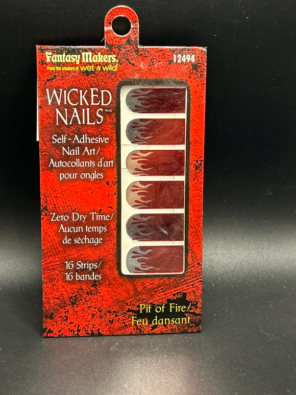 FANTASY MAKERS* Wicked Nails PIT OF FIRE Self-Adhesive Nail Strips HALLOWEEN