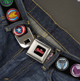 MARVEL AVENGERS Logo Full Color Seatbelt Belt - 9-Avenger Icons  WAV065