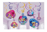 Shimmer and Shine Genies Hanging Swirl Decoration Danglers Birthday Party Supply