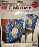 Happy Birthday Cupcake Chair Cover Party Decor Decoration 19” X 15” Birthday