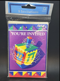 8 Invitations - Spinning Dreidel Hanukkah Theme (8 Cards - 8 Envelopes)