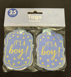 25 Pcs It's a Boy Announcement Tags