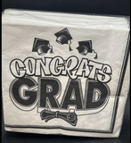 Congrats Grad Set Of 40 White Beverage Napkins, 2 Ply (10” X 10”)