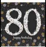 Sparkling Celebration 80th Over Hill  Birthday Party Paper Beverage Napkins 16ct