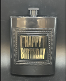 Black Happy Birthday Flask
