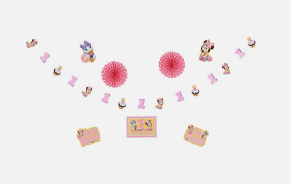 Minnie Mouse First Birthday Party Room Decorating Kit 10pc