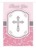 Amscan Blessings Pink Thank You Notes - Pack of 8