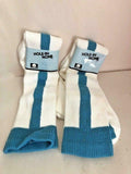 2 Pairs Hole-in-None White/Light Blue Baseball Socks Sz 10-14 NEW