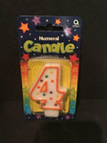 Orange Number 4 Birthday Candle With Polka Dots NEW