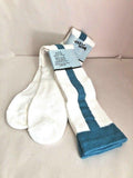 2 Pairs Hole-in-None White/Light Blue Baseball Socks Sz 10-14 NEW