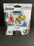 Marvel Avengers Endgame Iron Man Thanos 2-Pack Erasers Pencil Toppers NEW