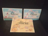 Personalized Notecards "Alicia" 2 Lighthouse 1 Sea Shells ( 3Packs) NEW