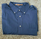 Harriton Men's Easy Blend Pocket Long Sleeve Stain Release Shirt M500 Navy XL