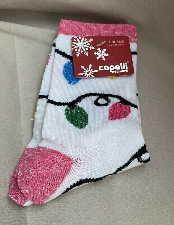 NWT-Capelli Festive Socks-Holiday Lights Sparkle-1 Pair-One Size-Multicolor-