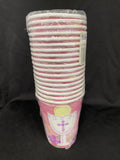 Pink First Communion 9oz Cups - Pack of 18 9 Oz.