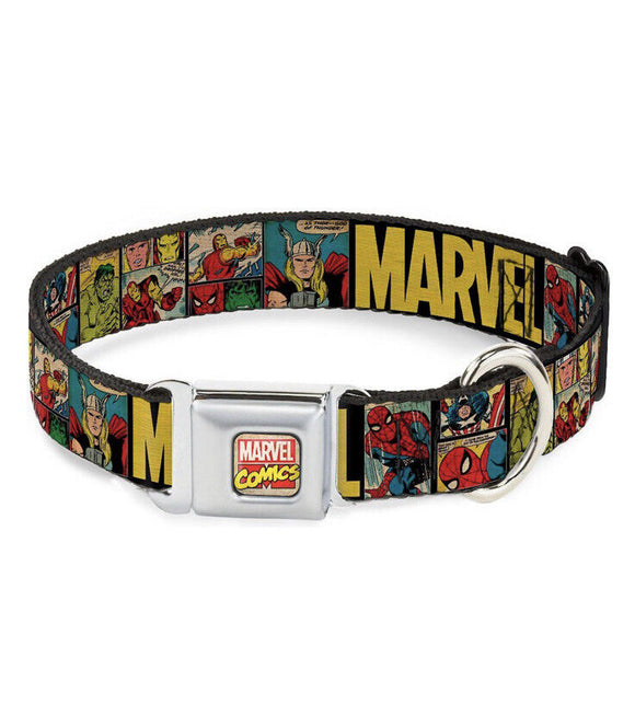 Buckle Down Marvel Retro Comics 1” Large Dog Collar Adjustable 15”-26” WAV042