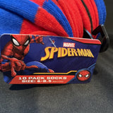 Spiderman Boys Size 6-8.5 10 Pack of Socks