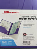 Office Depot 2 Pocket 3 Prong Poly Report Cover 9.5"x11.5" Purple New