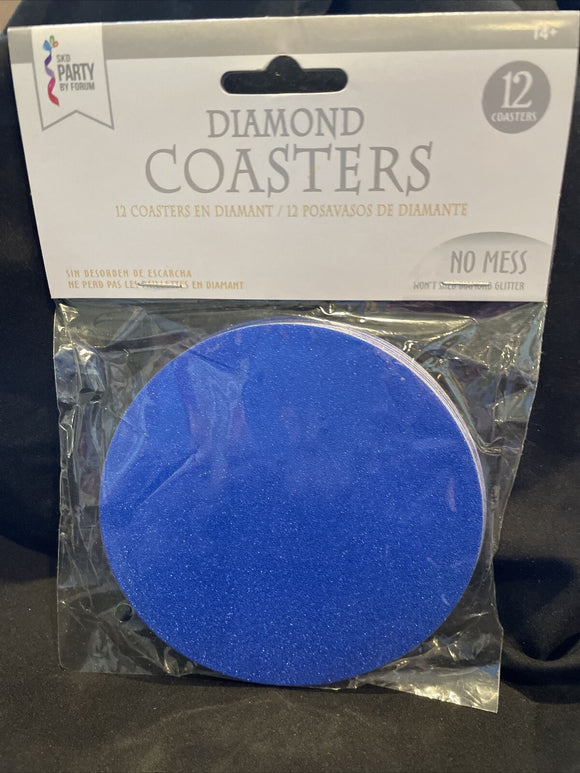 Royal blue Diamond Round Paper Coasters – 12 Pieces per bag