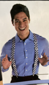 Future Dad Blue Checkered Suspenders One Size