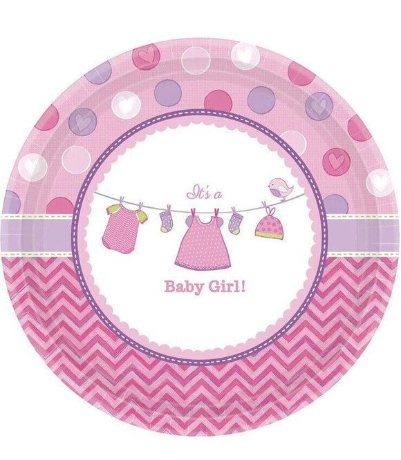 Shower with Love Girl Chevron Polka Dot Baby Shower Party 10.5