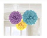 Baby Shower Woodland Welcome Large Fluffy Pom Pom Decorations (3pc)