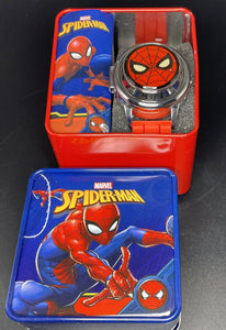 Marvel Spiderman Face Spinner Flip Cover LCD Youth Watch Red  Band In Collectable Box