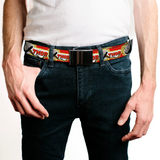 Black Buckle Web Belt - THOR & Hammer Red/Yellow/White Webbing- WTH005