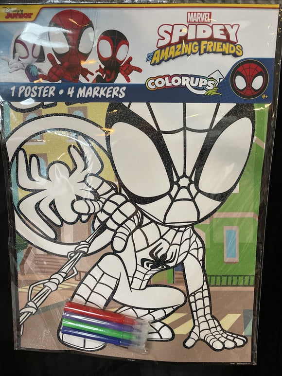 Marvel Spidey & His Amazing Friends Coloring Poster W/4 Markers