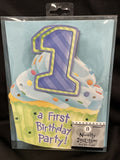 1st Birthday Cupcake Blue First Birthday Party Jumbo Deluxe Novelty Invitations