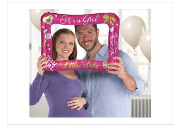 BABY SHOWER GENDER REVEAL Girl INFLATABLE FRAME ~ Flip Frame Over It’s A Girl