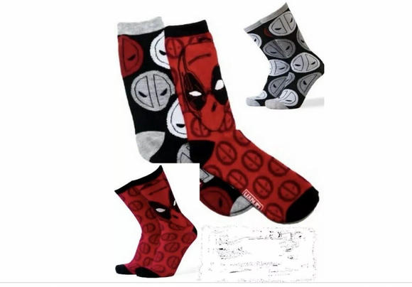 Marvel Deadpool Crew Socks 2Pair Men 6-12 HYP