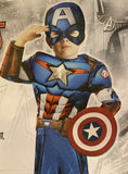 Marvel Avengers Captain America Costume Med Padded Jumpsuit Headpiece & Shield