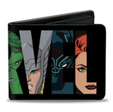 Buckle Down Marvel Brick Avengers Faces Black Multi Color Bifold Wallet