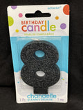 Amscan Black Glitter Birthday Candle Number 8