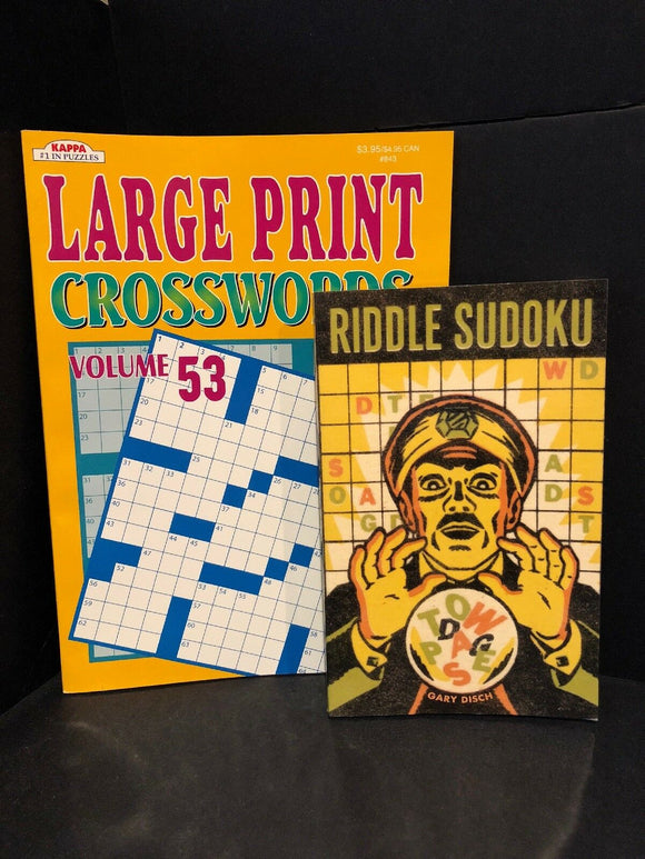 2 Puzzle Books Large Print Crosswords And Riddle Sudoku Brand NEW