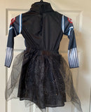 Avenger Suit Girls Dress Costume With Glitter Tulle Skirt Sz 6 NEW